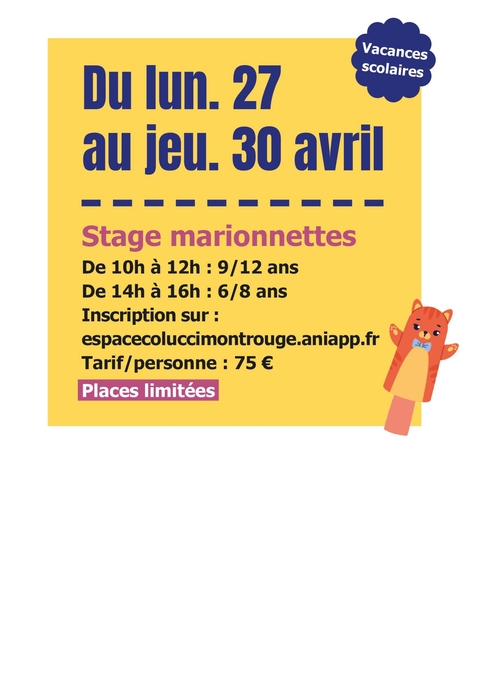 Stages Marionnettes Printemps 2026