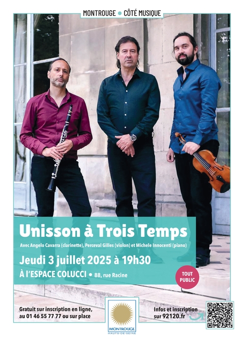 Spectacle "UNISSON À TROIS TEMPS" Jeudi 3 juillet 2025 à 19h30